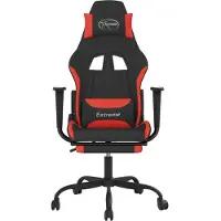 vidaXL Chaise de jeu avec massage & repose-pieds Tissu noir et rouge