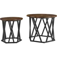 vidaXL Table d'appoint 2 pièces Chêne fumé Ingénieurs Bois et acier