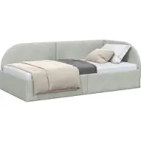 vidaXL Sommier d'angle avec tête de lit gris clair 90 cm x 200 cm velours