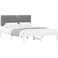 vidaXL Cadre de lit avec tête de lit rembourrée gris clair 140 x 190 cm