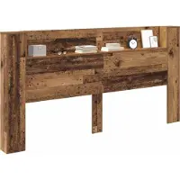 vidaXL Tête de lit avec espace de rangement et éclairage LED, en bois recyclé et panneaux dérivés du bois