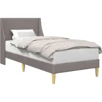 vidaXL Cadre de lit uni avec tête de lit, taupe, 90 x 200 cm, tissu