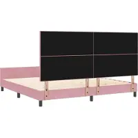 vidaXL Lit boxspring avec tête de lit rose 200 x 200 cm velours
