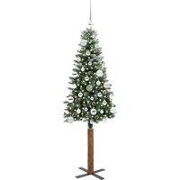 vidaXL Sapin de Noël mince Vert 150 cm PVC et bois de pin massif