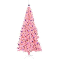 vidaXL Sapin de Noël avec 300 LED avec support Rose 210 cm PVC