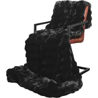vidaXL Couverture en Fourrure de Lapin Synthétique Noir 150 x 220 cm