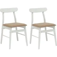 vidaXL Chaise de salle à manger 2 pcs Blanc et marron Bois massif de caoutchouc