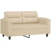 vidaXL Ensemble de canapés 3 pièces avec coussins Crème Tissu microfibre