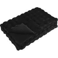 vidaXL Couverture en Fourrure de Lapin Synthétique 4 pcs Noir