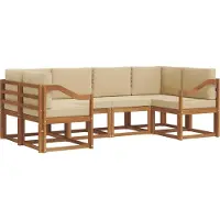 vidaXL Ensemble de canapés d'extérieur avec coussins 6 pièces Nature et Beige