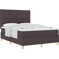 vidaXL Lit boxspring avec tête de lit brun foncé 140 x 190 cm Tissu