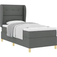 vidaXL Lit boxspring avec tête de lit, gris foncé, 200 x 80 cm, tissu