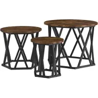 vidaXL Tablettes d'appoint empilables, ensemble de 3, finition chêne fumé, 53 x 53 x 40 cm