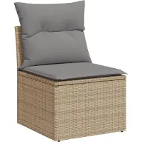 vidaXL Ensemble de salon de jardin 3 pièces avec coussins Beige Poly Rattan