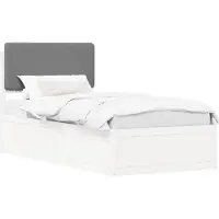 vidaXL Cadre de lit avec tête de lit rembourrée gris clair 75 x 190 cm