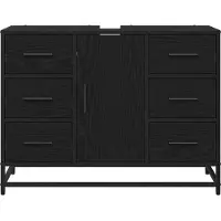vidaXL Armoire de salle de bain, noire, imitation chêne, 80 x 33 x 60 cm