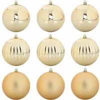 vidaXL Ensemble de Boules de Noël 9 pcs Doré Plastique