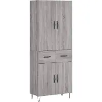 vidaXL Highboard Gris Sonoma 69,5x34x180 cm Matériau dérivé du bois