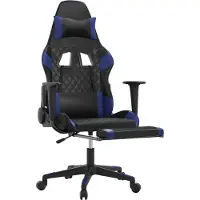 vidaXL Chaise de jeu avec repose-pieds Noir et bleu Similicuir