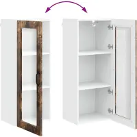 vidaXL Armoire murale en verre PORTO, chêne fumé, 40 x 31 x 100 cm