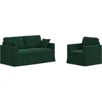 vidaXL Ensemble de canapé 2 pièces, velours vert foncé