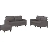vidaXL Ensemble de canapés 3 pièces avec coussins Gris Similicuir