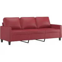 vidaXL Ensemble de canapés 3 pièces avec coussins vin rouge similicuir