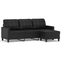 vidaXL Canapé 3 places avec pouf Noir 180 cm Similicuir