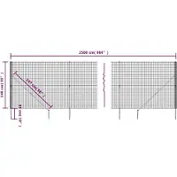 vidaXL Clôture grillagée avec douilles de sol Anthracite 1,4x25 m