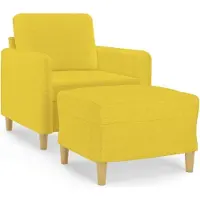 vidaXL Fauteuil avec pouf jaune clair 60 cm Tissu