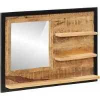 vidaXL Miroir avec étagères 80x8x55 cm verre et bois massif mangue