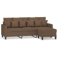 vidaXL Canapé 3 places avec pouf Marron 180 cm Tissu