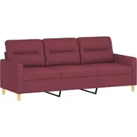 vidaXL Canapé à 3 places Rouge bordeaux 180 cm Tissu