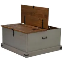 vidaXL Coffre de rangement HALDEN gris 91x91x47 cm bois massif pin