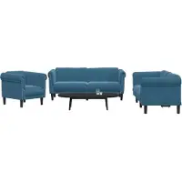 vidaXL 3-tlg. Sofagarnitur Blau Samt