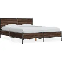 vidaXL Cadre de lit brun imitation chêne 135x190 cm Bois composite métal