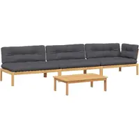 vidaXL Ensemble de 4 canapés de jardin en palettes avec coussins en acacia