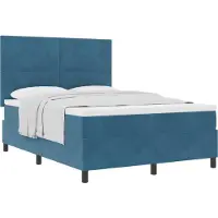 vidaXL Lit boxspring avec tête de lit bleu foncé 160 x 200 cm velours