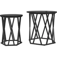 vidaXL Table basse, lot de 2, noir, aspect chêne, bois et acier