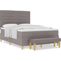 vidaXL Lit boxspring avec tête de lit, couleur taupe, 200 x 140 cm, tissu
