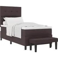 vidaXL Lit boxspring avec tête de lit brun foncé 80 x 200 cm Tissu