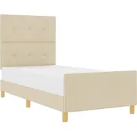 vidaXL Cadre de lit avec tête de lit Crème 80 x 200 cm Tissu