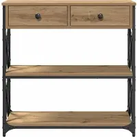 vidaXL Table Console avec tiroir chêne artisanal 75 x 28 x 75 cm