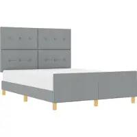 vidaXL Cadre de lit avec tête de lit gris clair 140 x 200 cm Tissu