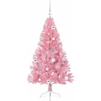 vidaXL Sapin de Noël artificiel pré-éclairé Rose 150 cm PVC