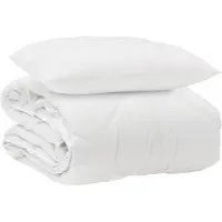 vidaXL Couverture de lit toute saison avec 2 coussins, blanche, en microfibre