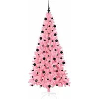 vidaXL Sapin de Noël avec 300 LED avec support Rose 210 cm PVC