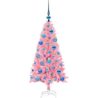 vidaXL Sapin de Noël avec 150 LED avec support Rose 120 cm PVC