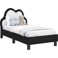 vidaXL Sommier de lit d'enfant avec tête de lit Noir 70 x 140 cm PU