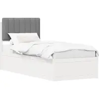 vidaXL Cadre de lit avec tête de lit rembourrée gris clair 75 x 190 cm